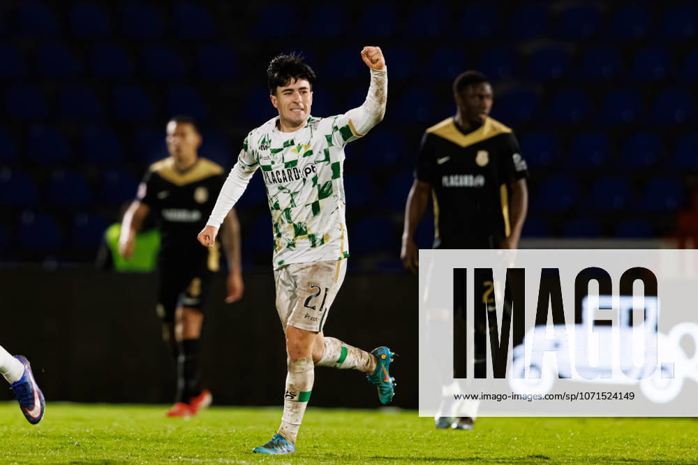 Rodrigo Alonso seen celebrating after scoring goal during Liga Portugal game between teams of FC Alverca and Moreirense FC (Maciej Rogowski Ball Raw Images) Alverca Complexo Desportivo Alverca Portugal