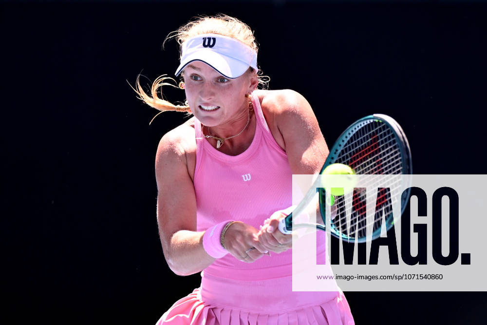 TENNIS AUSTRALIAN OPEN, Taylah Preston of Australia in action during the Womens 2nd round match against Linda Noskova of Czechia on day 5 of the 2026 Australian Open tennis tournament at Melbourne Park in Melbourne, Wednesday, January 22, 2026. ( NO ARCHIVING MELBOURNE VICTORIA AUSTRALIA