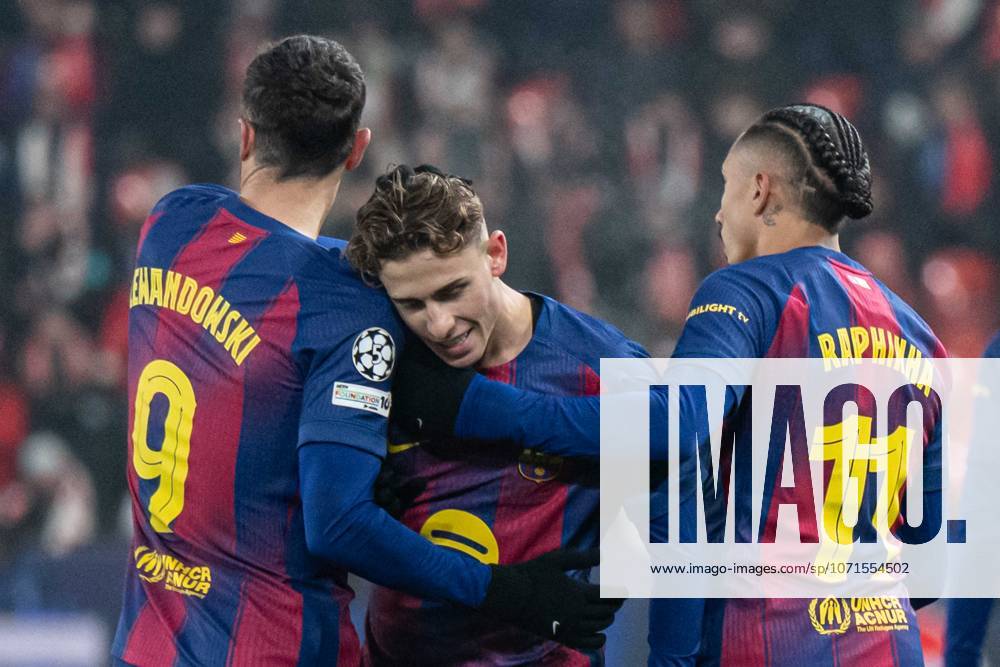 During UEFA Champions league match, SK Slavia Praha - FC Barcelona, Barca , 21 january 2026, Fortuna Arena, Praha, Czech republic