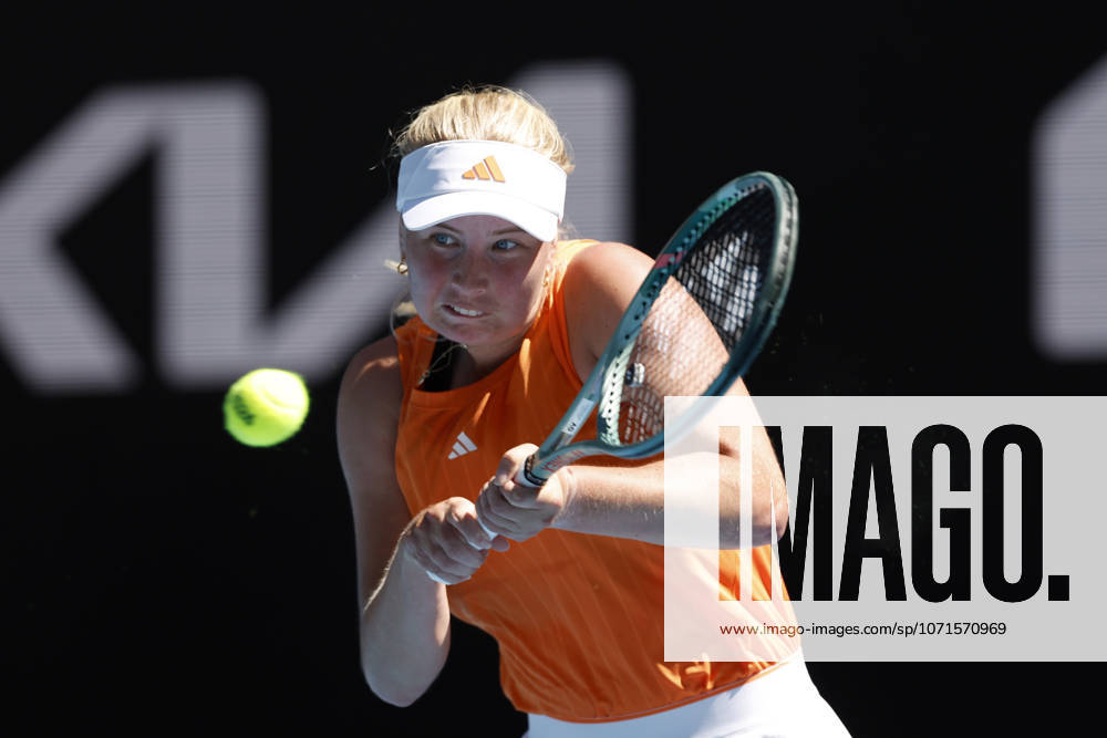 TENNIS AUSTRALIAN OPEN, Clara Tauson of Denmark in action during the Womens 3rd round match against Victoria Mboko of Canada on day 6 of the 2026 Australian Open tennis tournament at Melbourne Park in Melbourne, Friday, January 23, 2026. ( NO ARCHIVING MELBOURNE VICTORIA AUSTRALIA