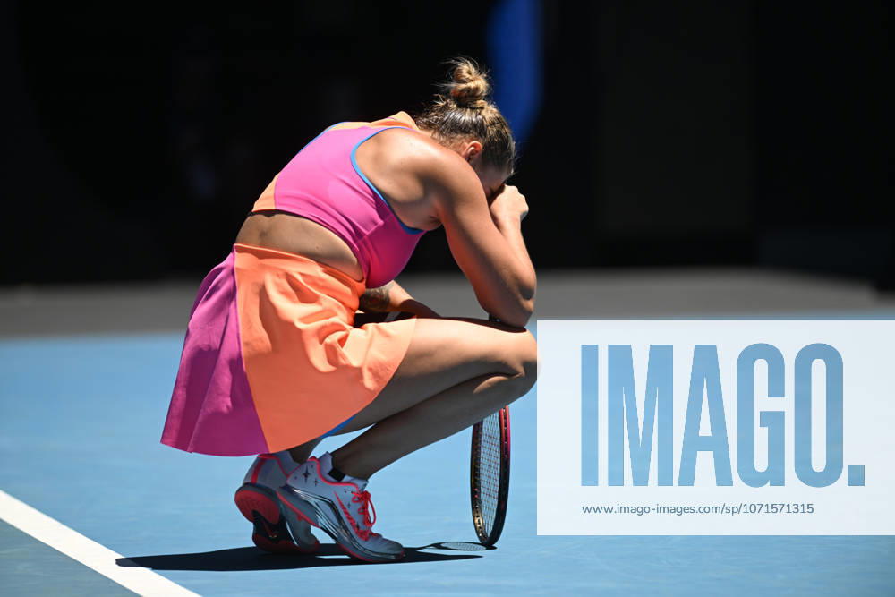 TENNIS AUSTRALIAN OPEN, A relieved Aryna Sabalenka of Russia following her win in the Womens 3rd round match against Anastasia Potapova of Austria on day 6 of the 2026 Australian Open tennis tournament at Melbourne Park in Melbourne, Friday, January 23, 2026. ( NO ARCHIVING MELBOURNE VICTORIA AUSTRALIA