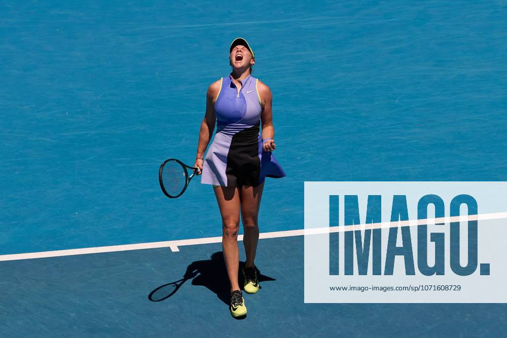 Amanda Anisimova of the United States of America celebrates winning her third round match Australian Open tennis tournament, Day Seven, Melbourne Park, Australia - 24 Jan 2026Melbourne Melbourne Park Victoria (VIC) Australia