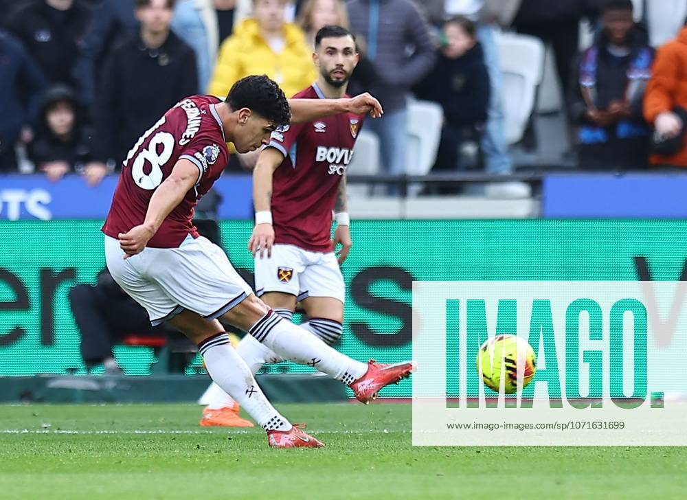 Mateus Fernandes of West Ham United scores their sides third goal West Ham United v Sunderland, Premier League, Football, London Stadium, London, UK - 24 Jan 2026London London Stadium United Kingdom