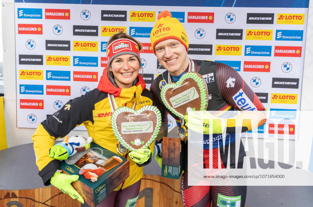 Picture Julia Taubitz GER , Max Langenhan GER 24 01 2026 luge 1 MIXED Event European Championships, LOTTO Thüringen Ice Arena Oberhof, Germany GER Mixed Singles photographer FIL Michael Kristen