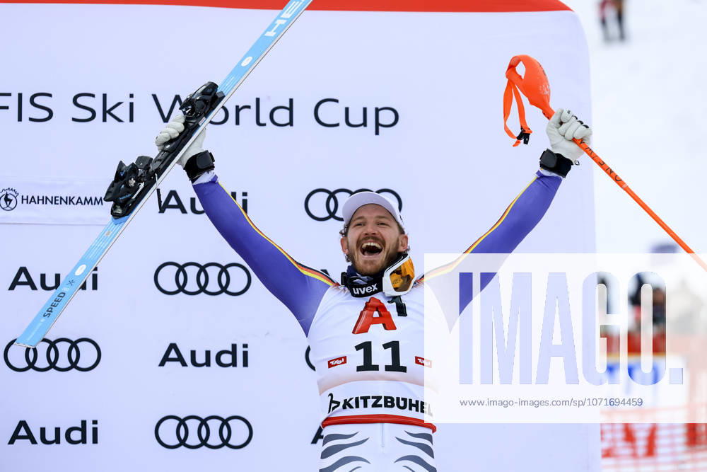 ALPINE SKIING - FIS WC Kitzbuehel KITZBUEHEL,AUSTRIA,25.JAN.26 - ALPINE SKIING - FIS World Cup, Hahnenkamm-race, slalom, men. Image shows the rejoicing of Linus Strasser (GER). GEPAxpictures Buehner-Wei