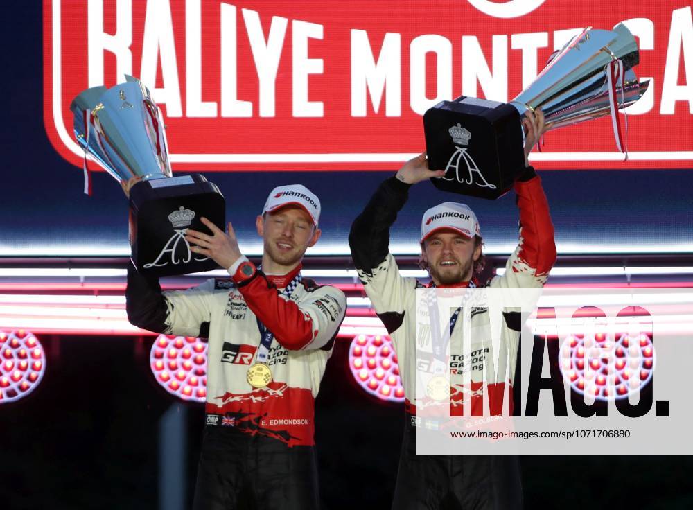 PODIUM - RALLYE MONTE-CARLO PHOTOPQR NICE MATIN Jean François Ottonello ; Monaco ; 25 01 2026 ; RALLYE MONTE-CARLO 2026 - PODIUM sur le port Hercule - VAINQUEURS 99 - TOYOTA GAZOO RACING WRT Oliver SOLBERG Elliott EDMONDSON Monaco, jan 25th 2026 Podium of the 2026 Monte Carlo WRC, Motorsport Rallye, WM Monaco France