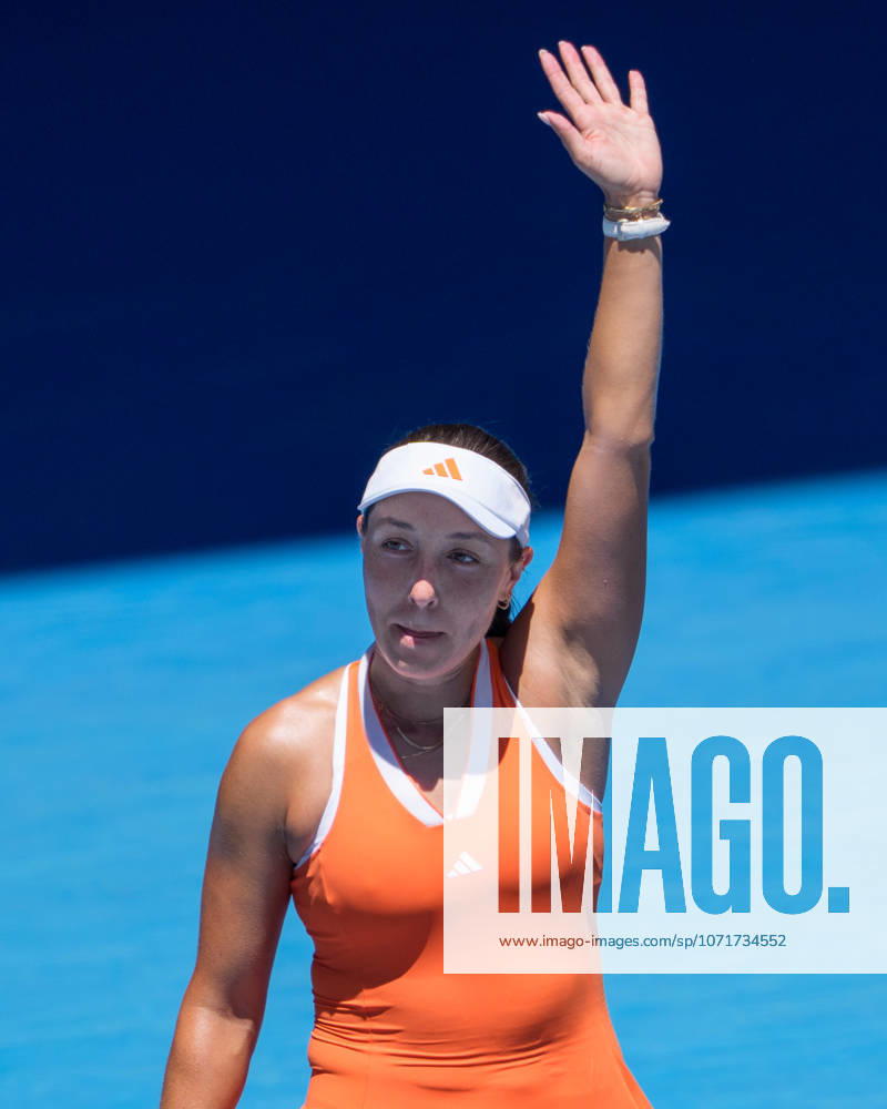 6th seed JESSICA PEGULA of the USA celebrates after defeating 9th seed MADISON KEYS of the USA on Rod Laver Arena in a Men s Singles 4th round match on day 9 of the 2026 Australian Open in Melbourne, Australia. PEGULA won 63 64. Cal Media Melbourne Australia - ZUMAc04_ 20260126_faf_c04_001