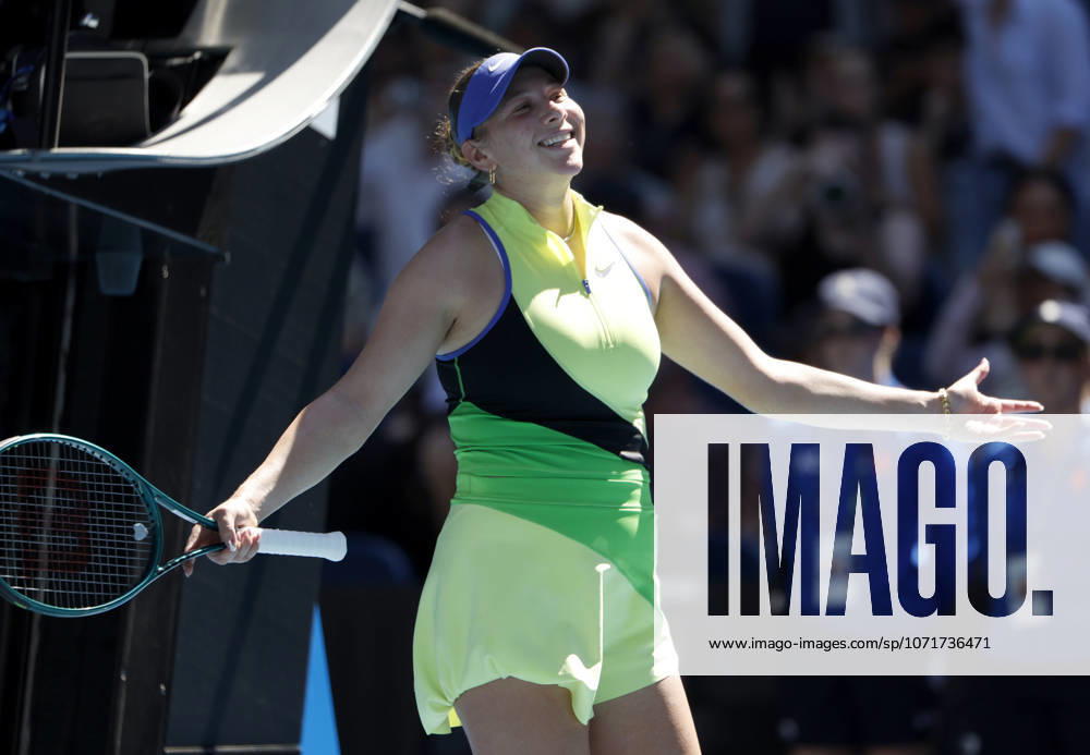 TENNIS AUSTRALIAN OPEN, Amanda Anisimova of USA celebrates after winning the Womens 4th round match against Xinyu Wang of China on day 9 of the 2026 Australian Open tennis tournament at Melbourne Park in Melbourne, Monday, January 26, 2026. ( NO ARCHIVING MELBOURNE VICTORIA AUSTRALIA