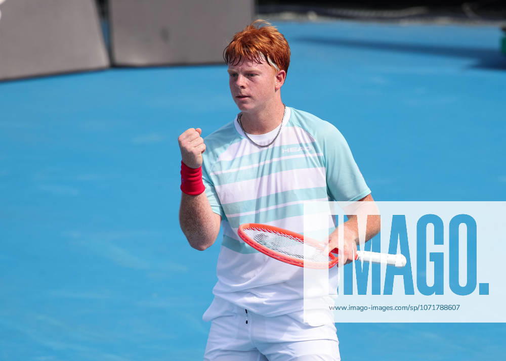 Jamie Mackenzie GER makes a fist and cheers, cheers, joy, emotion, Boys Singles, Boys Singles, Australian Open 2026 Melbourne Park, Melbourne, Victoria, Australia