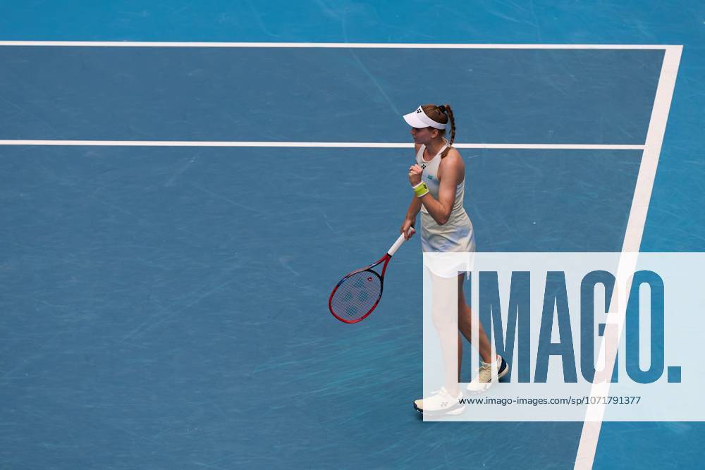 Elena Rybakina of Kazakhstan celebrates winning her match Australian Open tennis tournament, Day Eleven, Melbourne Park, Australia - 28 Jan 2026Melbourne Melbourne Park Victoria (VIC) Australia