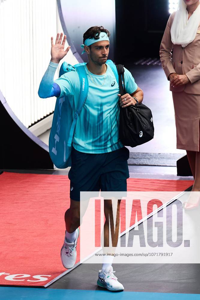 Lorenzo Musetti of Italy enters the court for his quarterfinal match Australian Open tennis tournament, Day Eleven, Melbourne Park, Australia - 28 Jan 2026Melbourne Melbourne Park Victoria (VIC) Australia