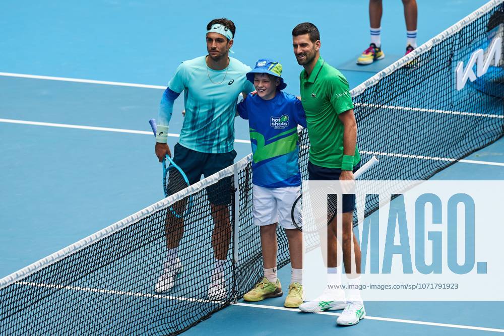 Lorenzo Musetti of Italy and Novak Djokovic of Serbia Australian Open tennis tournament, Day Eleven, Melbourne Park, Australia - 28 Jan 2026Melbourne Melbourne Park Victoria (VIC) Australia