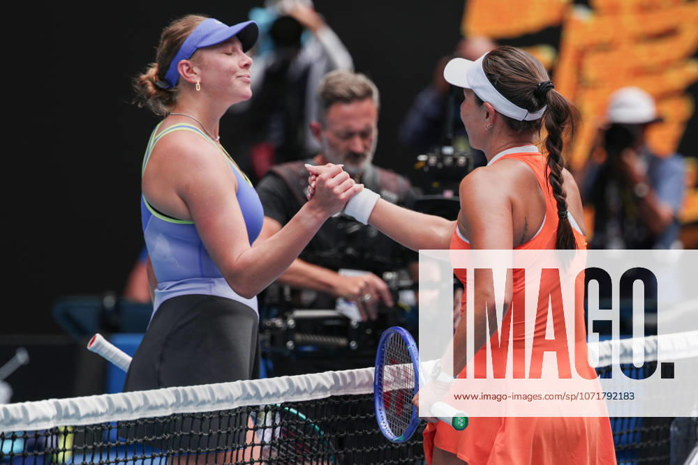 Amanda Anisimova congratulates the winner, Jessica Pegula USA , Australian Open 2026 Melbourne Park, Melbourne, Victoria, Australia
