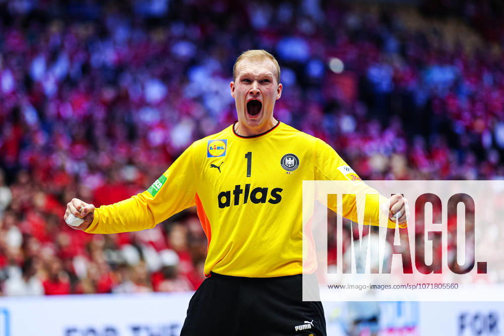 Cheering after David Spaeths save Germany, 01 DEN, Germany vs France, Handball, EHF European Championship 2026, Main Round, Matchday 4, 28 01 2026 DEN, Germany vs France, Handball, EHF European Championship 2026, Main Round, Matchday 4, 28 01 2026 Herning