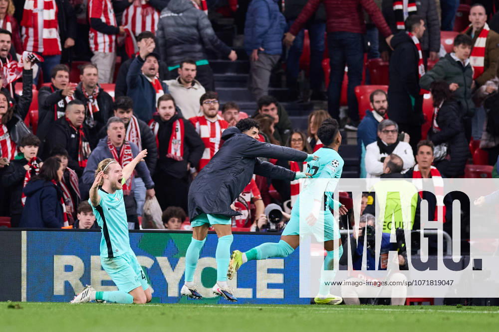 Alisson Santos of Sporting CP celebrates after scoring the team s third goal during the UEFA Champions League 2025 26 League Phase MD8 match between Athletic Club and Sporting Clube de Portugal at San Mames on January 28, 2026, in Bilbao, Spain. Bilbao Spain - ZUMAa181 20260128_zaa_a181_314
