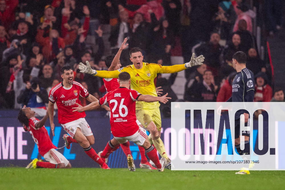 SL Benfica v Real Madrid C.F. - UEFA Champions League 2025 26 League Phase MD8 Anatoliy Trubin from SL Benfica celebrates his goal during the UEFA Champions League 2025 26 MD8 match between SL Benfica and Real Madrid CF at Estadio do Lisboa e Benfica in Lisbon, Portugal, on January 28, 2026. Lisbon Lisbon Portugal