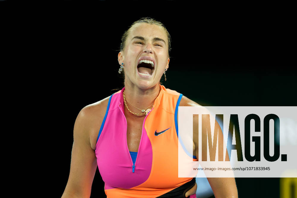 1st seed ARYNA SABALENKA of Belarus in action against 12th seed ELINA SVITOLINA of Ukraine on Rod Laver Arena in a Women s Singles Semifinals match on day 12 of the 2026 Australian Open in Melbourne, Australia. SABALENKA won 62 63. Cal Media Melbourne Australia - ZUMAc04_ 20260129_faf_c04_004