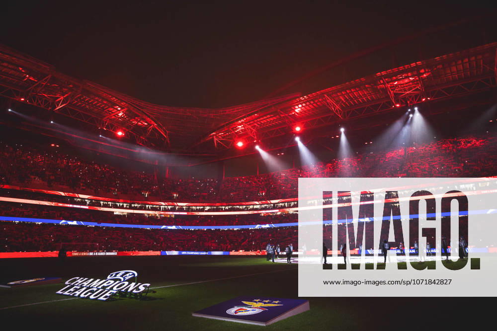 SL Benfica VS Real Madrid in Lisbon, Portugal - 28 Jan 2026 Estadio da Luz stadium lit up in red at the start of the the UEFA Champions League 2025 26 League Phase MD8 match between SL Benfica and Real Madrid CF. Final score; SL Benfica 4 : 2 Real Madrid CF. Lisbon Portugal