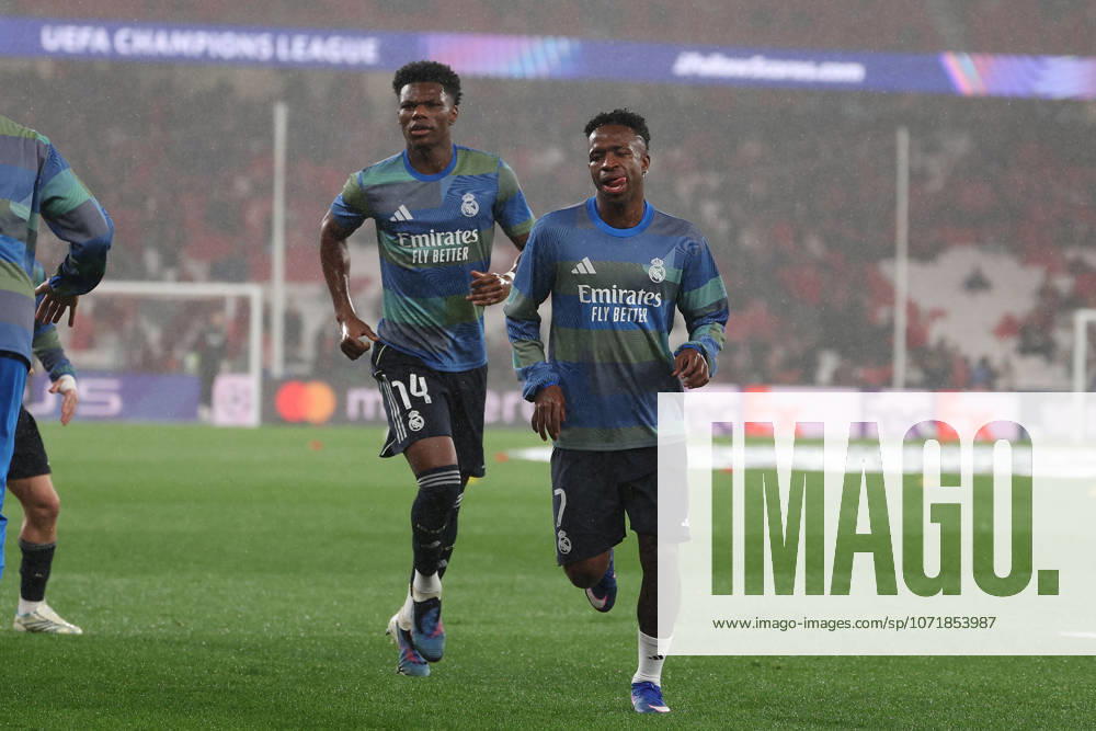 FBL UEFA Champions League 2025 26 SL Benfica Real Madrid Aurelien Tchouameni Real Madrid , Vinicius Junior Real Madrid warm Up during the UEFA Champions League 2025 26 League Phase MD8 match between Sport Lisboa e Benfica and Real Madrid at Estadio da Luz on Wednesday 28 January 2026 in Lisbon, Portugal