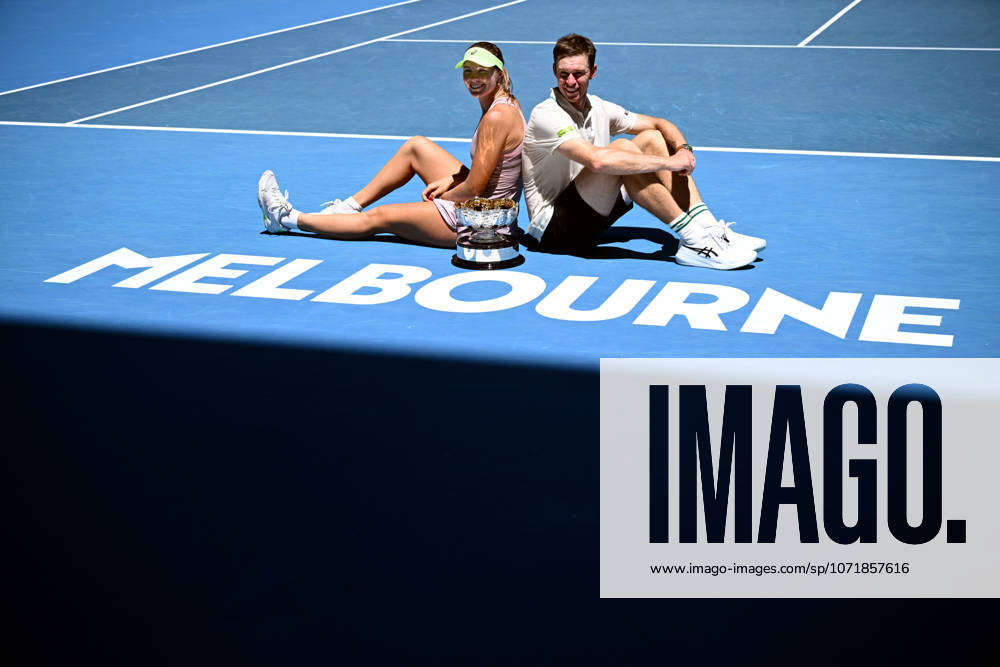 TENNIS AUSTRALIAN OPEN, Olivia Gadecki and John Peers of Australia pose with the trophy following their win over Kristina Mladenovic and Manuel Guinard of France in the mixed doubles final on day 13 of the 2026 Australian Open tennis tournament at Melbourne Park in Melbourne, Friday, January 30, 2026. ( NO ARCHIVING MELBOURNE VICTORIA AUSTRALIA