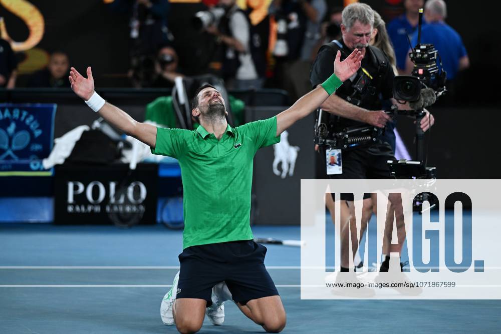 (260130) -- MELBOURNE, Jan. 30, 2026 -- Novak Djokovic reacts after the men s singles semifinal match between Novak Djokovic of Serbia and Jannik Sinner of Italy at the Australian Open tennis tournament in Melbourne, Australia, Jan. 31, 2026. (Photo by Xinhua) (SP)AUSTRALIA-MELBOURNE-TENNIS-AUSTRALIAN OPEN-MEN S SINGLES-SEMIFINAL WangxShen