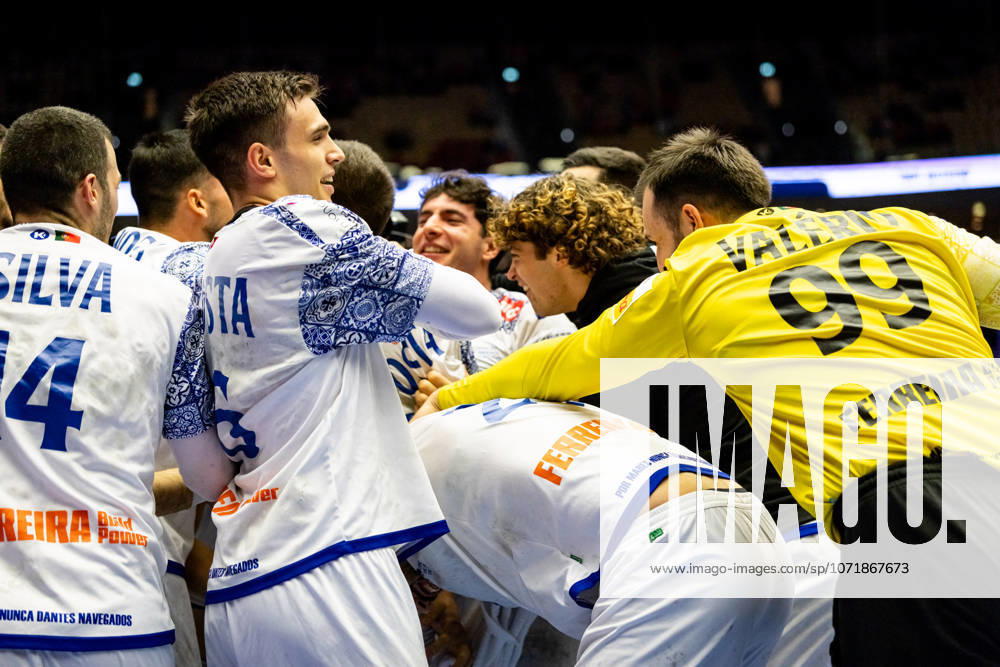 celebration after victory team Portugal during the EHF EURO 2026 Placement match 5 6 between Portugal vs Sweden at Jyske Bank Boxen Arena on January 30, 2026 in Herning, Denmark. Midtjylland Denmark