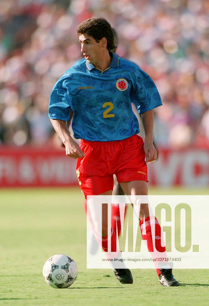 Colombia V Romania, FIFA World Cup, WM, Weltmeisterschaft, Fussball Finals Group A Andres Escobar of Colombia during the FIFA World Cup Finals Group A match between Colombia and Romania at Rose Bowl In Pasadena on June 18, 1994 in California, United States. California Rose Bowl In Pasadena United States United States