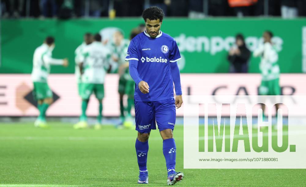 Gent s Momodou Lamin Sonko looks dejected during a soccer match between RAAL La Louviere and KAA Gent, Friday 30 January 2026 in La Louviere, on day 23 of the 2025-2026 Jupiler Pro League first division of the Belgian championship. VIRGINIExLEFOUR x159895909x