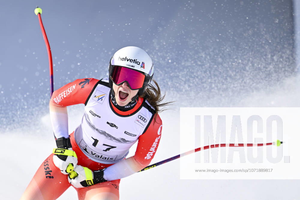 ALPINE SKIING - FIS WC Crans Montana CRANS MONTANA,SWITZERLAND,31.JAN.26 - ALPINE SKIING - FIS World Cup, Super G, ladies. Image shows the rejoicing of Malorie Blanc (SUI). GEPAxpictures Retkoceri