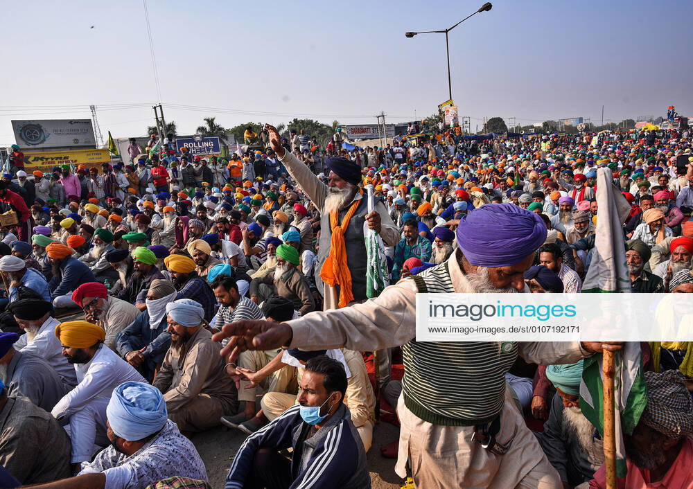 NEW DELHI, INDIA NOVEMBER 30: Farmers congregate during day five of the protest against the new farm reform laws at Singhu border on November 30, 2020 in New Delhi, India. Thousands of farmers continued their stir against the Centre s new farm laws at the Delhi-Haryana border for the fifth day, even as the number of those protesting at the Ghazipur border swelled on Monday. Rejecting the Centre s offer to hold talks once they move to the Burari ground, the farmers protesting at all Delhi border points said they will not accept any conditional dialogue and have called a meeting to discuss their next course of action later in the day. (Photo by Biplov Bhuyan Hindustan Times ) Thousands Of Farmers Protest Centre s New Farm Laws