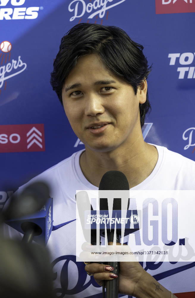 Los Angeles Dodger SHOHEI OHTANI speaking to the media at DodgerFest at Dodger Stadium. MLB, Baseball Herren, USA 2026: DodgerFest - ZUMAh234 20260131_zsp_h234_011