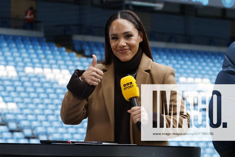 Manchester City v Chelsea, Manchester, UK - 01 February 2026 Alex Scott working for the BBC before the Barclays WSL match between Manchester City and Chelsea at The Etihad Stadium on 1 February 2026 in Manchester, England (Photo by Steve Taylor PPAUK) Manchester The Etihad Stadium Greater Manchester England