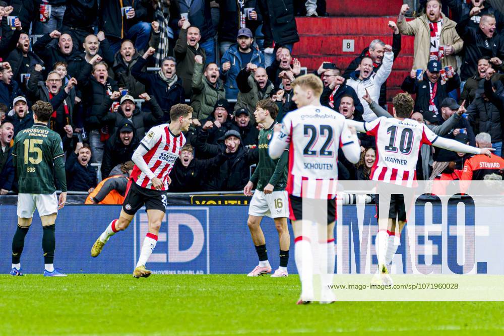 Guus Til of PSV Eindhoven celebrates after scoring his teams second goal PSV Eindhoven v Feyenoord Rotterdam, Eredivisie, PSV v Feyenoord Rotterdam, Philips Stadion, February 1, 2026, Eindhoven, Netherlands.