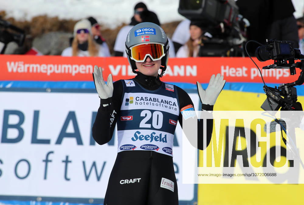 FIS NORDIC COMBINED WORLD CUP, Nordic Combined World Cup, Nordic Triple, Seefeld, Ski Jumping, Ski Jumping, Women HAGEN Mille Marie NOR standing in the outrun after the jump