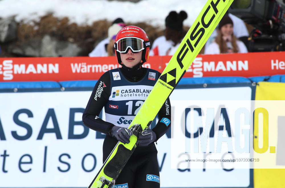 FIS NORDIC COMBINED WORLD CUP, Nordic Combined World Cup, Nordic Triple, Seefeld, ski jumping, ski jumping, women NOWAK Jenny GER standing in the outrun after the jump with skis in hand