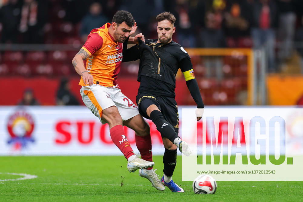 2026-02-01 Galatasaray SK v Kayserispor - Trendyol Super Lig ISTANBUL, TURKEY - FEBRUARY 1: Kaan Ayhan of Galatasaray SK battles for the ball with Miguel Cardoso of Kayserispor during the Trendyol Super Lig match between Galatasaray SK and Kayserispor at Rams Park Stadium on February 1, 2026 in Istanbul, Turkey. (Photo by BSR Agency) Istanbul Turkey Content not available for redistribution in The Netherlands directly or indirectly through any third parties.