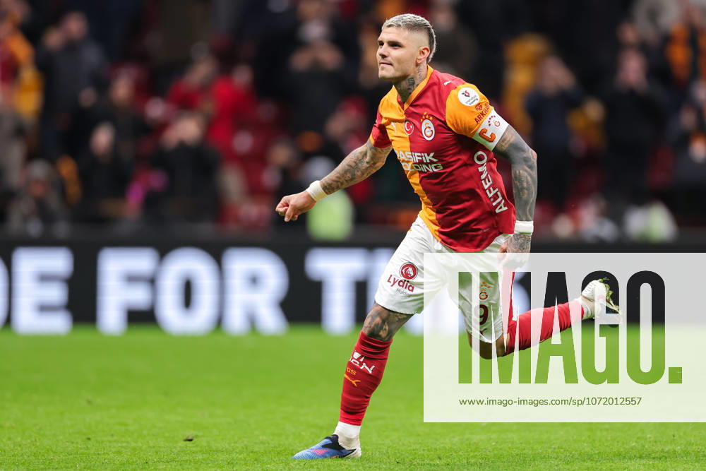 2026-02-01 Galatasaray SK v Kayserispor - Trendyol Super Lig ISTANBUL, TURKEY - FEBRUARY 1: Mauro Icardi of Galatasaray SK celebrates after scoring the team s fourth goal during the Trendyol Super Lig match between Galatasaray SK and Kayserispor at Rams Park Stadium on February 1, 2026 in Istanbul, Turkey. (Photo by BSR Agency) Istanbul Turkey Content not available for redistribution in The Netherlands directly or indirectly through any third parties.
