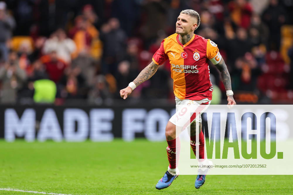 2026-02-01 Galatasaray SK v Kayserispor - Trendyol Super Lig ISTANBUL, TURKEY - FEBRUARY 1: Mauro Icardi of Galatasaray SK celebrates after scoring the team s fourth goal during the Trendyol Super Lig match between Galatasaray SK and Kayserispor at Rams Park Stadium on February 1, 2026 in Istanbul, Turkey. (Photo by BSR Agency) Istanbul Turkey Content not available for redistribution in The Netherlands directly or indirectly through any third parties.