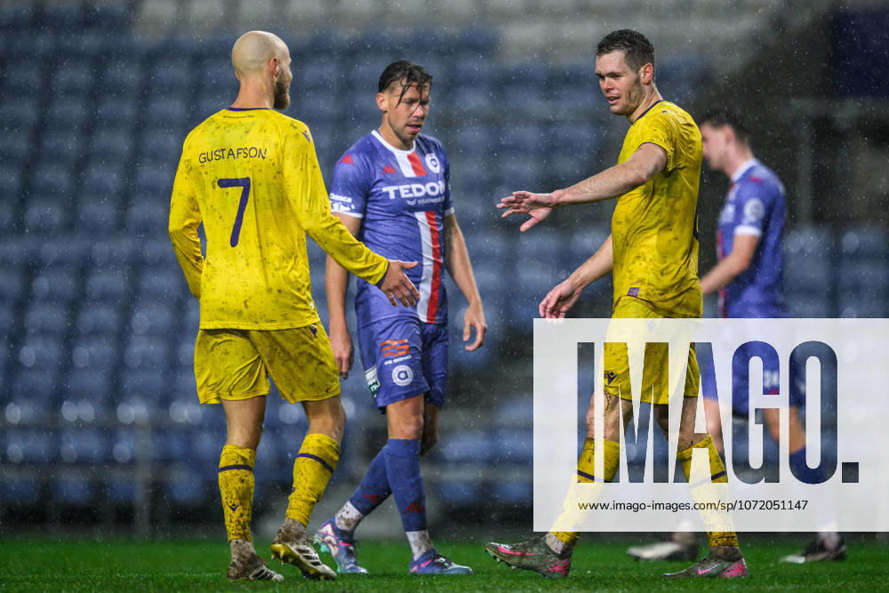 Jacob Bergström of Mjällby celebrates after scoring 3 1 during the Atlantic cup match between Mjällby and Artis Brno on February 3, 2026 in Faro Photo Jesper Zerman BILDBYRAN kod JZ JZ0671 fotboll football soccer fotball atlantic cup mjällby artis brno bbeng jubel
