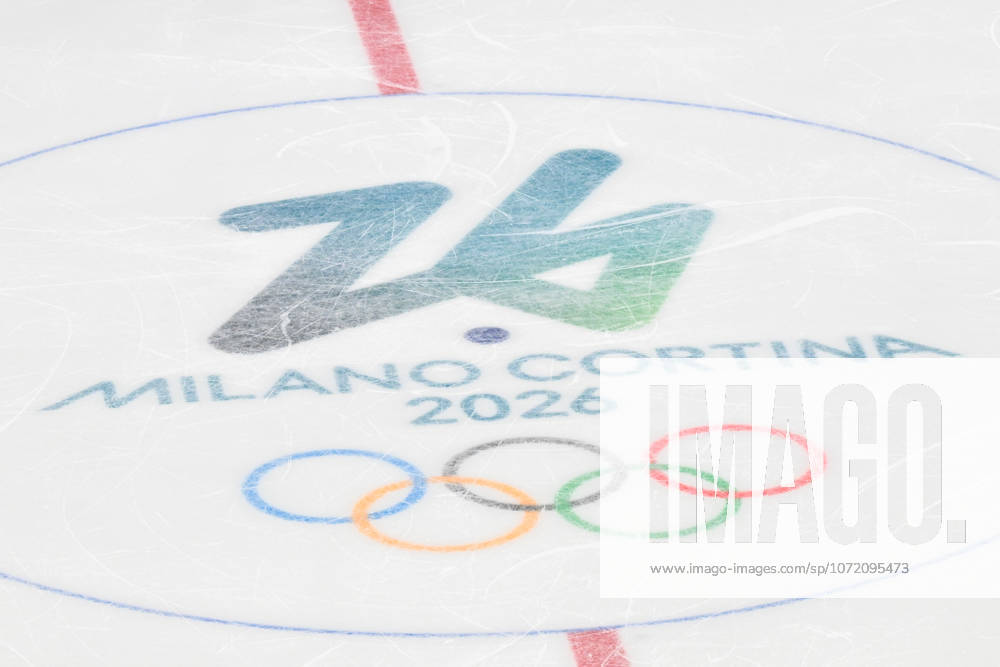 GIOCHI OLIMPICI - Olimpiadi Invernali Milano-Cortina 2026 - Ice hockey, Eishockey - Italy vs France Milano Cortina 2026 logo and 5 rings during Ice Hockey - Italy vs France, Olympic Winter games, Winterspiele,Spiele, Summer games Milano-Cortina 2026 in Milano, Italy, February 05 2026 Cortina D Ampezzo Italy