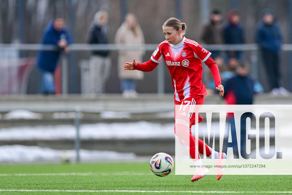 Clara Choisy FCB, 37 on the ball, Crop, Single image, Action, Action, 08 02 2026, Munich Germany , Soccer,2 Women Bundesliga, FC Bayern München II VfL Wolfsburg II, DFB DFL REGULATIONS PROHIBIT ANY USE OF PHOTOGRAPHS AS IMAGE SEQUENCES AND OR QUASI VIDEO
