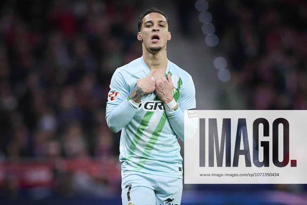 ATLETICO DE MADRID v REAL BETIS BALOMPIE. LA LIGA 2025 2026. ROUND 23. Real Betis Balompie s Antony celebrates a goal during La Liga match. February 08 ,2026. (ALTERPHOTOS Ropero) MadridSpain