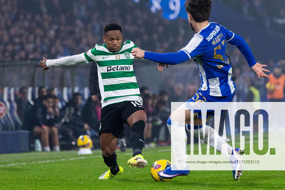 FC Porto Vs Sporting for the Portuguese First League in Porto - 09 Feb 2026 Sporting CP s player, Geny Catamo, in action during the classic match for the Portuguese First League between FC Porto and Sporting CP at Dragon Stadium. Final score; FC Porto 1:1 Sporting CP Porto Portugal