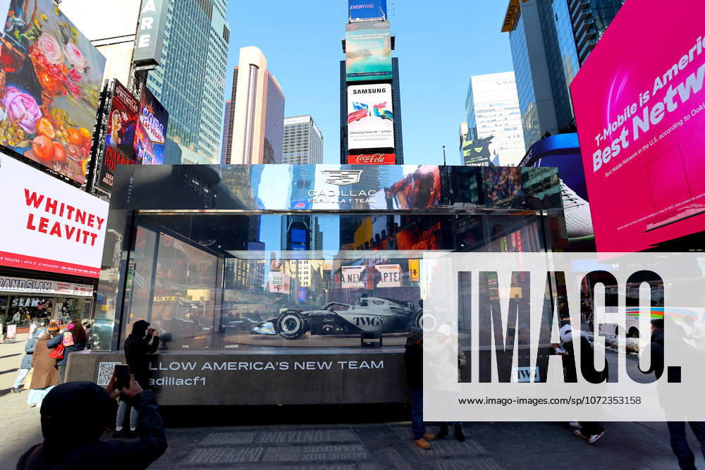 New Cadillac F1 Car In Times Square. - NYC New Cadillac Fomula one car on display in the middle of Times Square in New York, NY on February 9, 2026. Cadillac unveils the livery of its first F1 car during a Super Bowl commercial Sunday. Photo by Charles Guerin ABACAPRESS.COM New York City NY United States