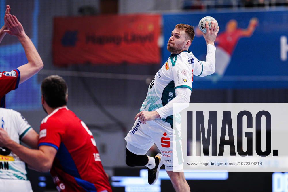 Throw Goal William Bogojevic SC DHfK Leipzig, 20 GER, Handball Sport Verein Hamburg vs SC DHfK Leipzig, Handball, 1 Bundesliga, Matchday 20, Season 2025 2026, 10 02 2026 GER, Handball Sport Verein Hamburg vs SC DHfK Leipzig, Handball, 1 Bundesliga, Matchday 20, Season 2025 2026, 10 02 2026 Hamburg