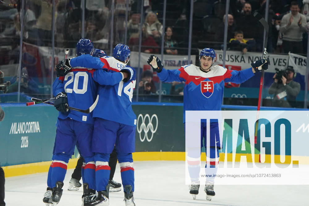 Milano Cortina, 2026 , Winter Olympic Games, Winter Olympic Games 2026 , Ice Hockey Men Men s Preliminary Round, Finland Slovakia, Finland Slovakia Ice Hockey Arena Milano Santagiulia Slovakia, , SVK cheer Photocopyright Gladys Chai von der Laage