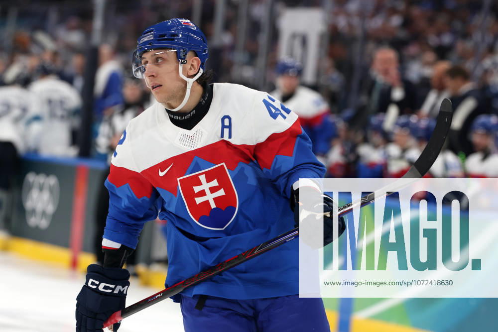 Milano Cortina 2026, Milan, Italy, 11.02, 2026, MiCo2026, MiCo, 2026, Olympics, Olympic, Winter Olympic, Olympic Winter games, Winterspiele,Spiele, Summer games Ice hockey, Eishockey Finland, Slovakia Martin Fehervary of Slovakia in action during Mens Premilinary round Group B Ice Hockey match between Slovakia and Finland teams of Milano Cortina 2026 Olympic Winter Games in Milan, Italy, 11.02.2026. Photo: Roman Koksarov (RKF) Milan Italy