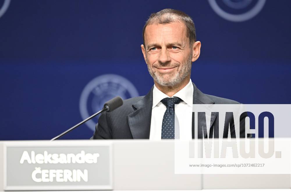 50th UEFA Congress & 2026 2027 UEFA Nations League - League phase draw BRUSSELS, BELGIUM - FEBRUARY 12 : Aleksander Ceferin, President of UEFA talking to the press during a press conference, PK, Pressekonferenz during 50th Ordinary UEFA Congress & 2026 2027 UEFA Nations League - League phase draw in Brussels Expo on February 12, 2026 in Brussels, Belgium, 12 02 2026 Brussels Belgium