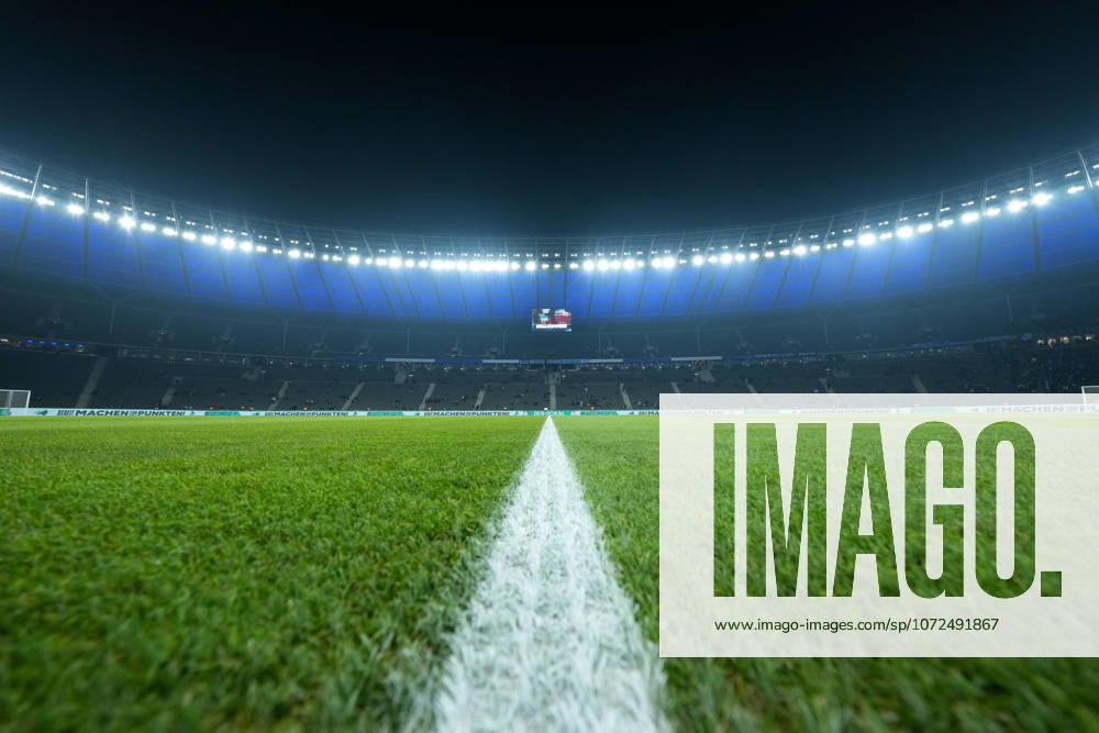 Stadium panorama, wide angle, stands, seats, standing room, center line, grass, soccer, quarter final, DFB Pokal, 2025 26, Hertha BSC vs SC Freiburg, 10 02 2026, Olympiastadion Berlin, Berlin, Germany DFB REGULATIONS PROHIBIT ANY USE OF PHOTOGRAPHS AS IMAGE SEQUENCES AND OR QUASI VIDEO Berlin Olympiastadion Berlin Berlin Germany
