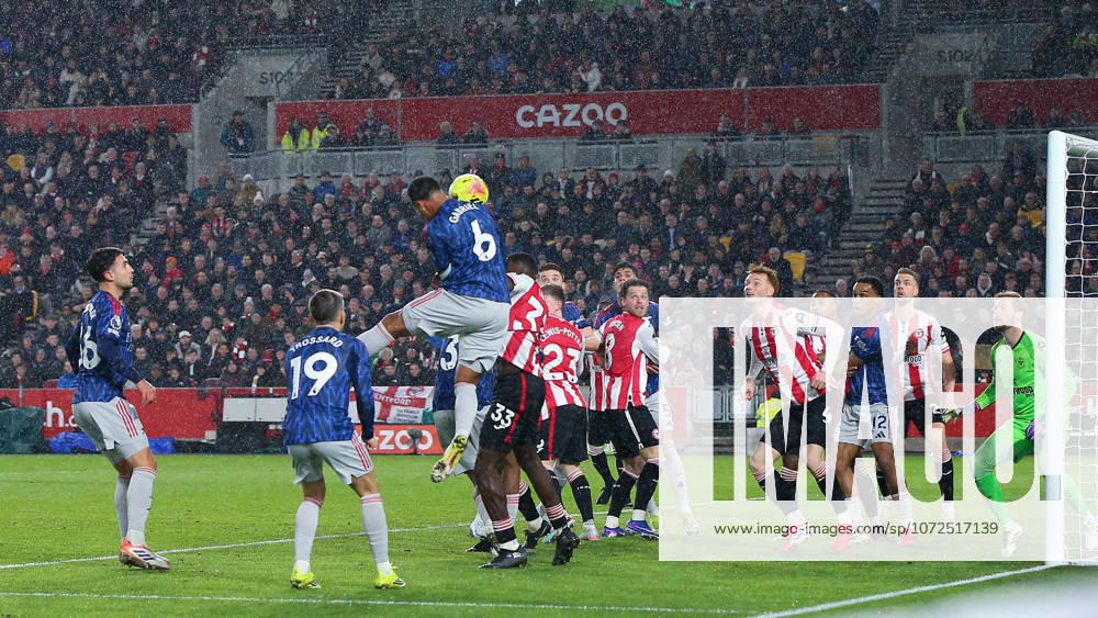 London, England, February 12 2026: Gabriel Magalhaes (6 Arsenal) wins a header from an attacking corner during the Premier League game between Brentford and Arsenal at Gtech Community Stadium in London, England. (Photo by Jay Patel Sports Press Photo SPP)